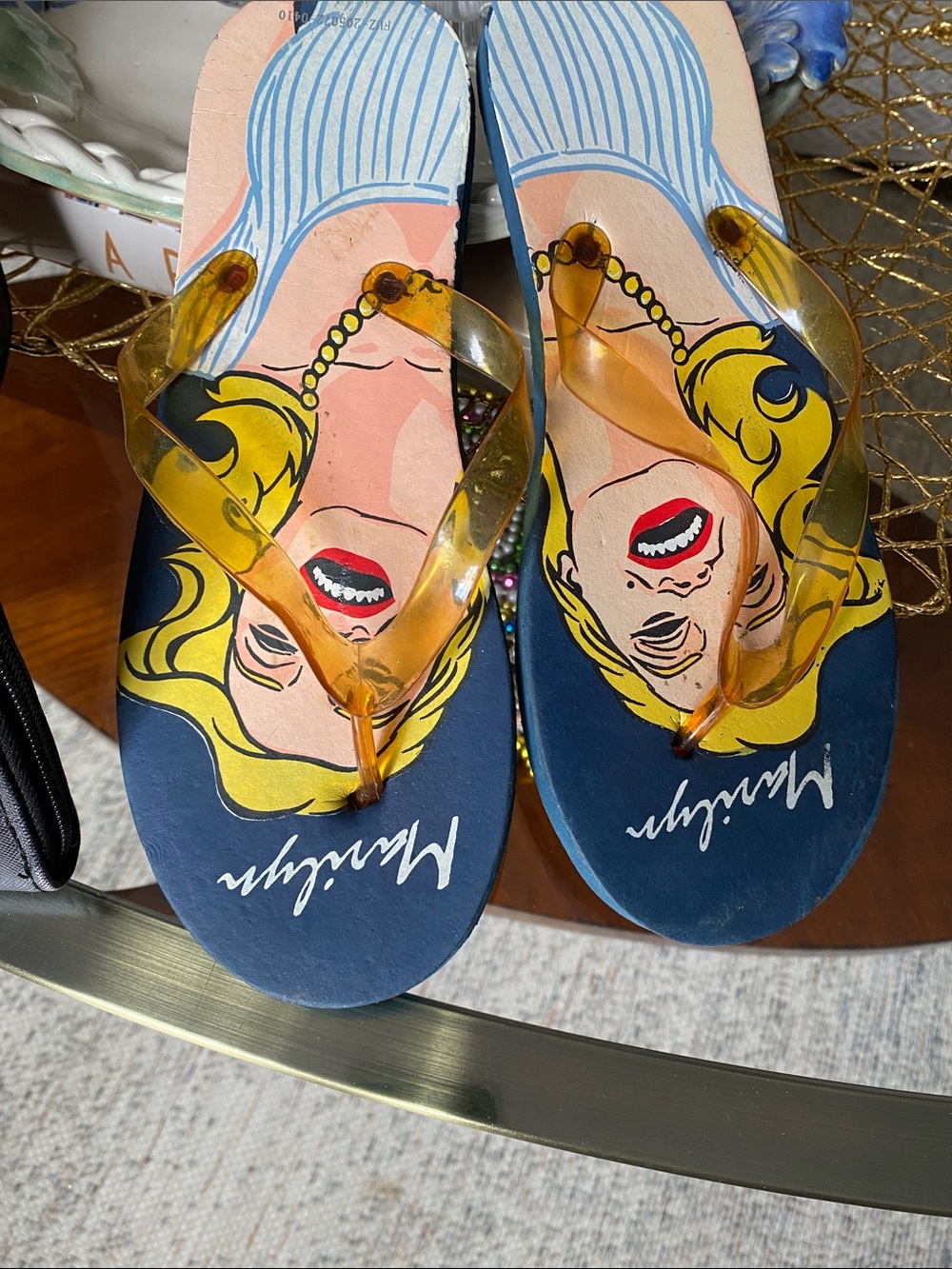 Marilyn Monroe Flip Flops - Navy & Yellow